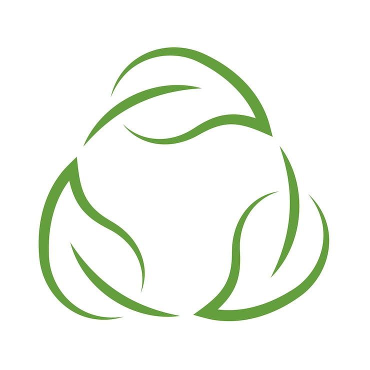 Kostenlose Vektor recycling-schild aus handgezeichneten blättern