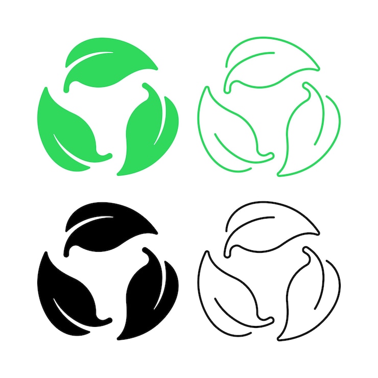 Kostenlose Vektor recycling-zeichenblatt-set
