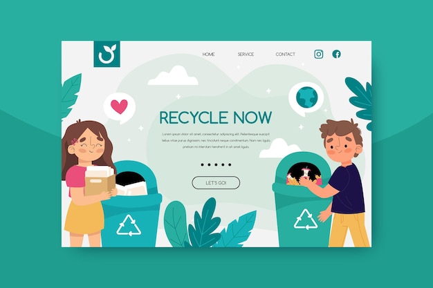 Kostenloser Vektor recycling-zielseiten-webvorlage