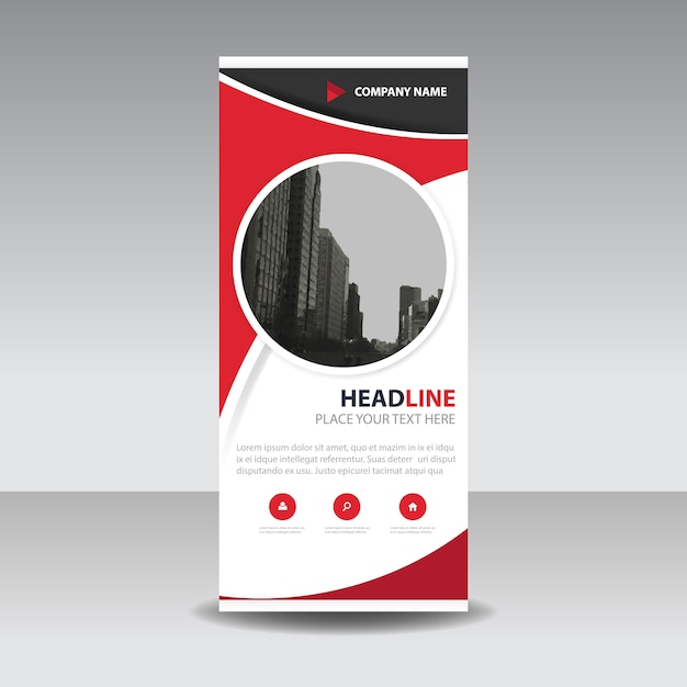 Red circle creative roll up banner vorlage