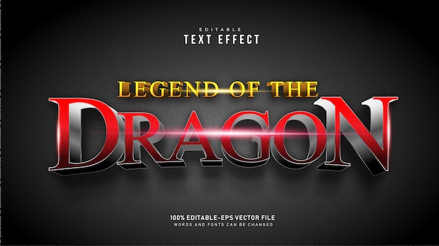 Kostenloser Vektor red dragon text effekt
