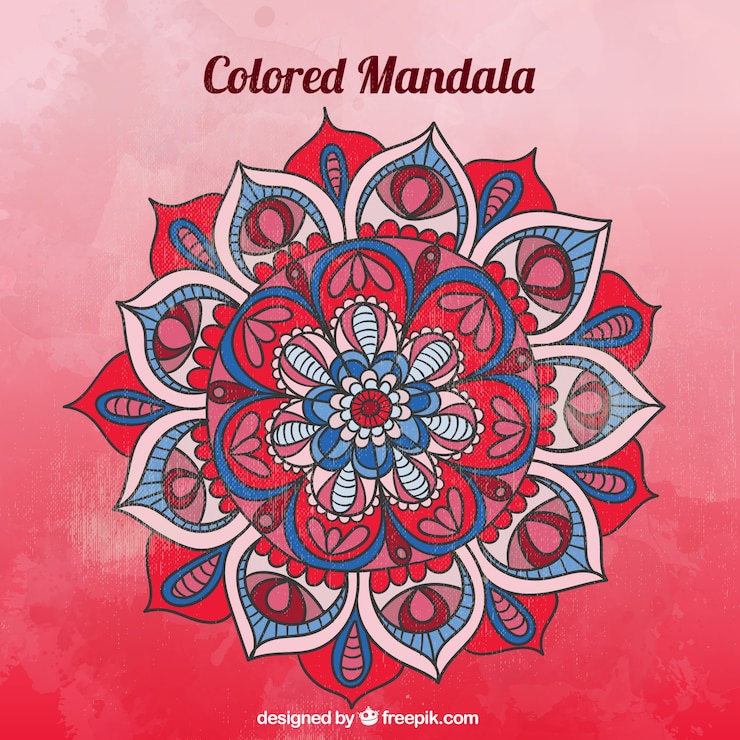 Kostenlose Vektor red mandala-hintergrund
