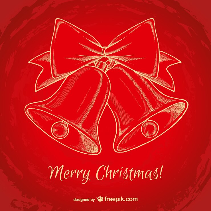 Kostenlose Vektor red weihnachten hintergrund mit glocken
