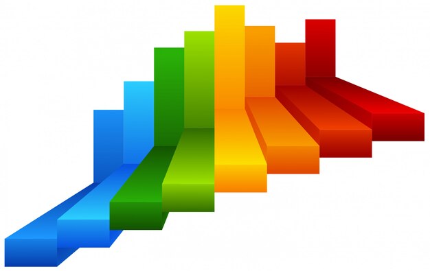 Regenbogen Schritte Infographik Diagramm