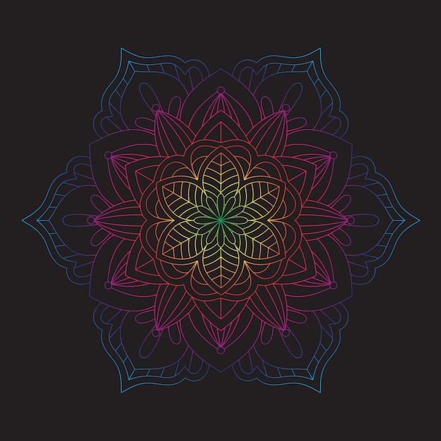 Kostenloser Vektor regenbogenfarbenes dekoratives mandala-design