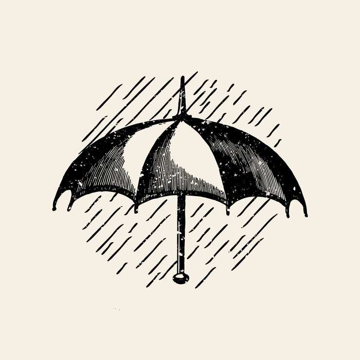 Kostenlose Vektor regenschirm im regenausweisvektor