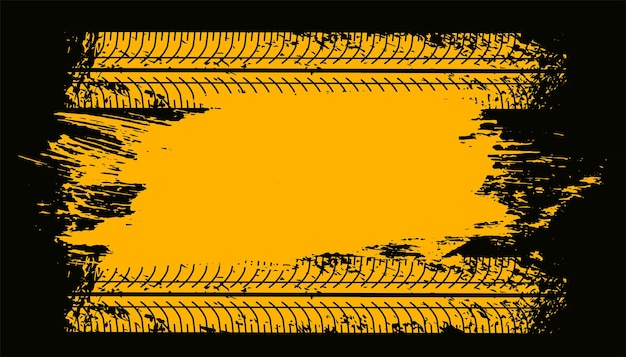 Reifenspur-druckmarken auf gelber grunge-textur