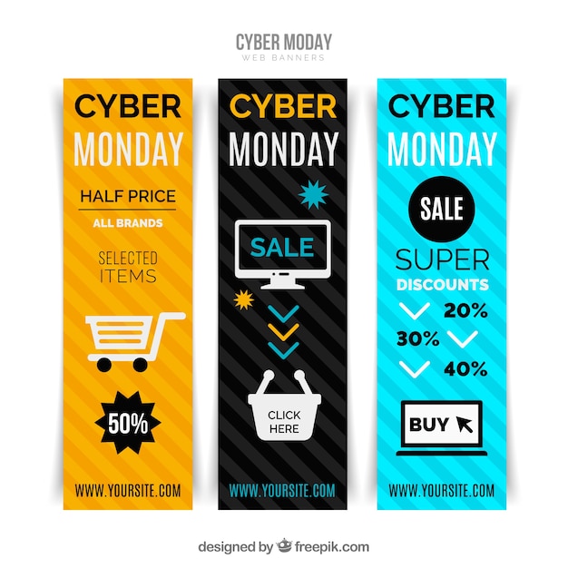 Reihe von bunten cyber ​​montag banner