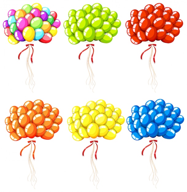 Kostenloser Vektor reihe von bunten luftballons