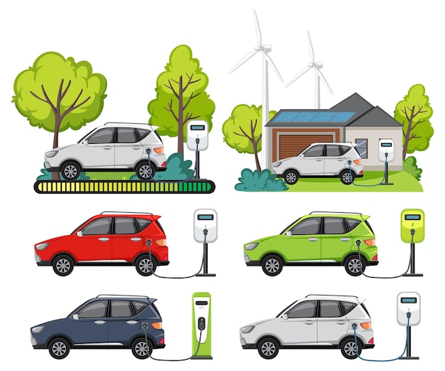 Reihe von ladestationen für elektrofahrzeuge