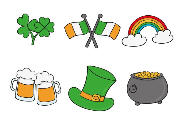 Reihe von verschiedenen bunten st. Patrick's Day Elemente