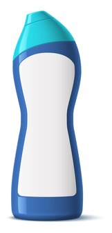 Reinigeres flaschenmodell. realistischer blauer plastikbehälter mit leerem etikett isoliert auf weißem hintergrund