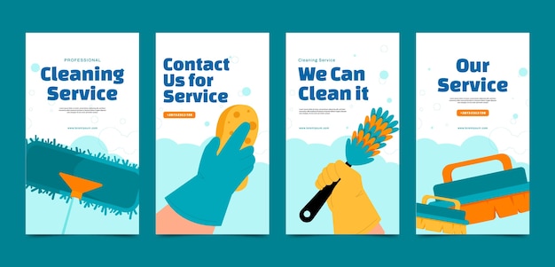 Kostenloser Vektor reinigungsservice-instagram-geschichten-vorlagendesign