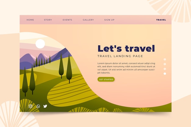 Kostenloser Vektor reise-landing-page-vorlage