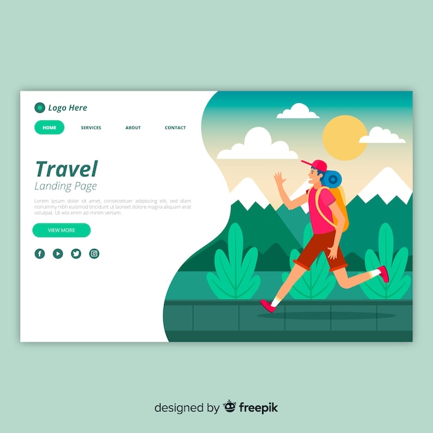 Kostenloser Vektor reise-landing-page