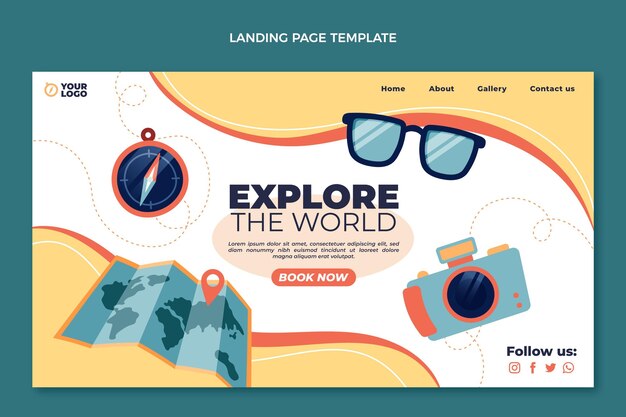 Kostenloser Vektor reise-landingpage im flachen design