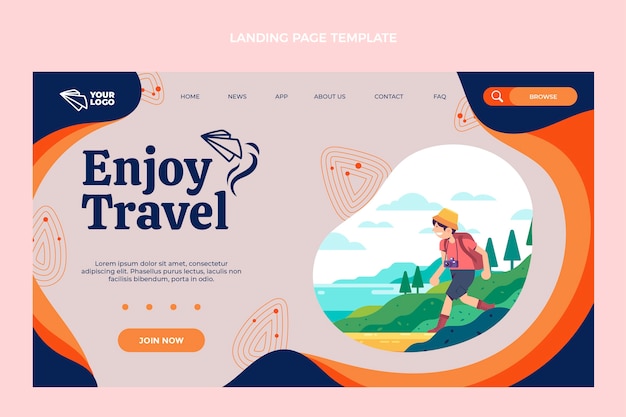 Kostenloser Vektor reise-landingpage im flachen design