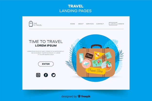 Kostenloser Vektor reise-landingpage