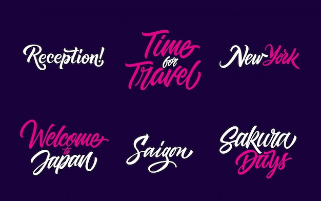 Kostenloser Vektor reise-typografie-sammlung