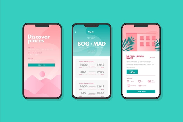 Kostenloser Vektor reisebuchungs-app