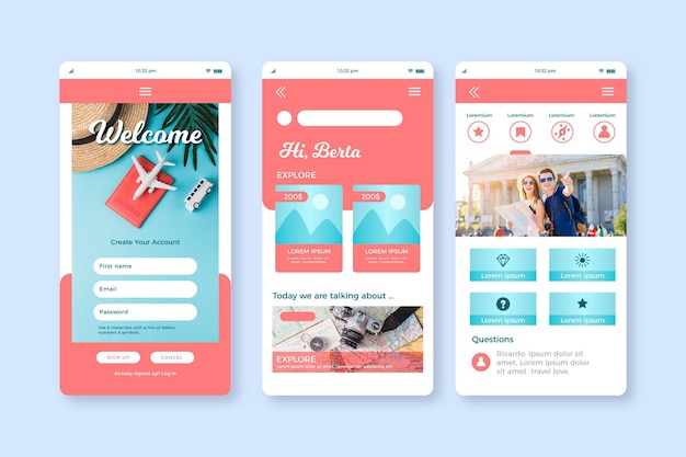 Kostenloser Vektor reisebuchungs-app