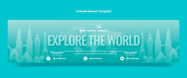 Kostenloser Vektor reisebüro linkedin banner mit farbverlauf