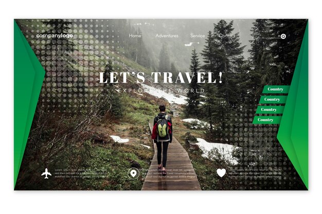 Reiselandingpage mit Foto