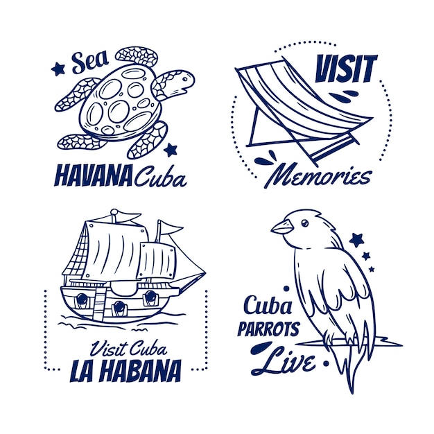 Reisen Sie handgezeichnete kubanische Briefmarken