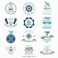Kostenloser Vektor reisen und segeln logos