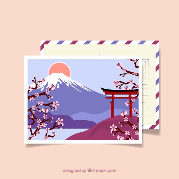 Reisepostkarte mit japanischer Landschaft