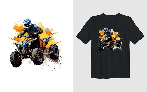 Kostenloser Vektor reiten extreme atv-cartoon-vektor-illustration reiten extremes atv-t-shirt-design