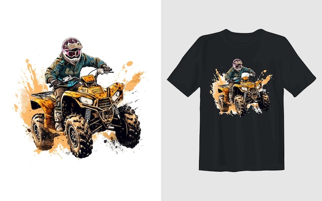 Kostenloser Vektor reiten extreme atv-cartoon-vektor-illustration reiten extremes atv-t-shirt-design