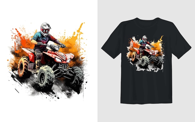 Kostenloser Vektor reiten extreme atv-cartoon-vektor-illustration reiten extremes atv-t-shirt-design