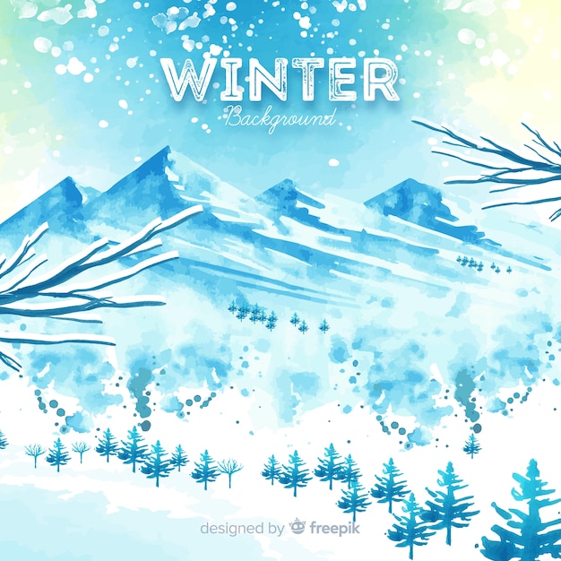 Reizender aquarellwinterhintergrund