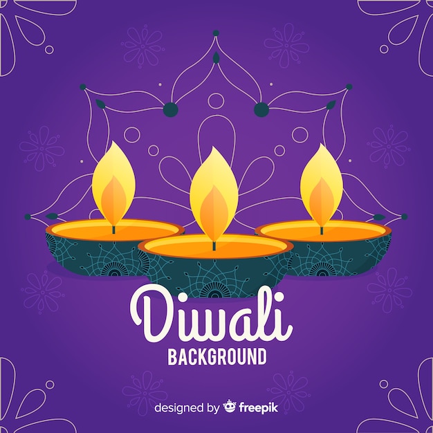 Reizender diwali hintergrund mit flachem design