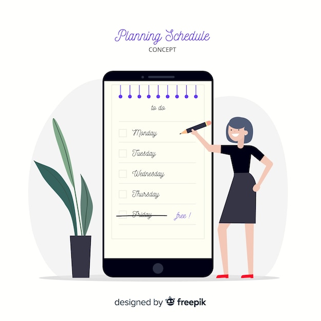 Kostenloser Vektor reizendes hand gezeichnetes planungszeitplankonzept