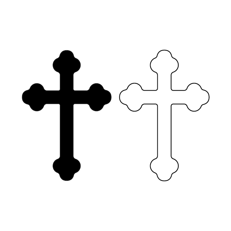 Kostenlose Vektor religiöse kreuze mit umriss und glyphen