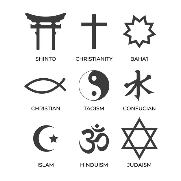 Religiöse Symbolsammlung des flachen Designs