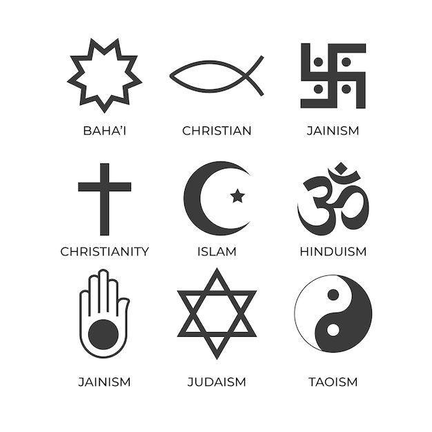 Kostenloser Vektor religiöse symbolsammlung des flachen designs