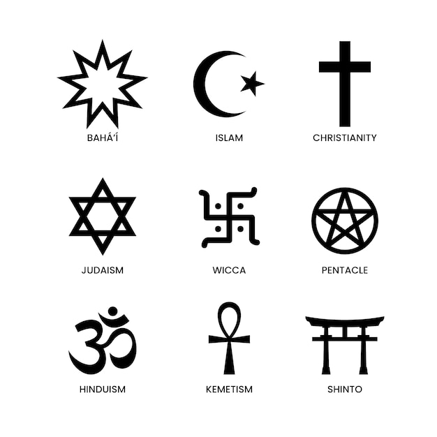 Religiöse Symbolsammlung des flachen Designs
