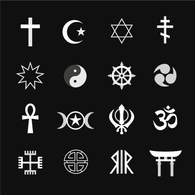 Kostenloser Vektor religiöse symbolsammlung des flachen designs