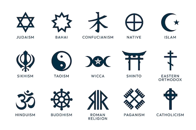Religiöse Symbolsammlung des flachen Designs