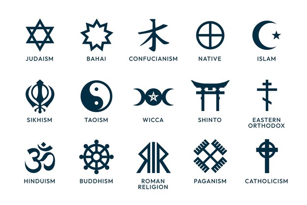 Religiöse Symbolsammlung des flachen Designs