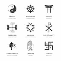 Kostenloser Vektor religiöse symbolsammlung des flachen designs