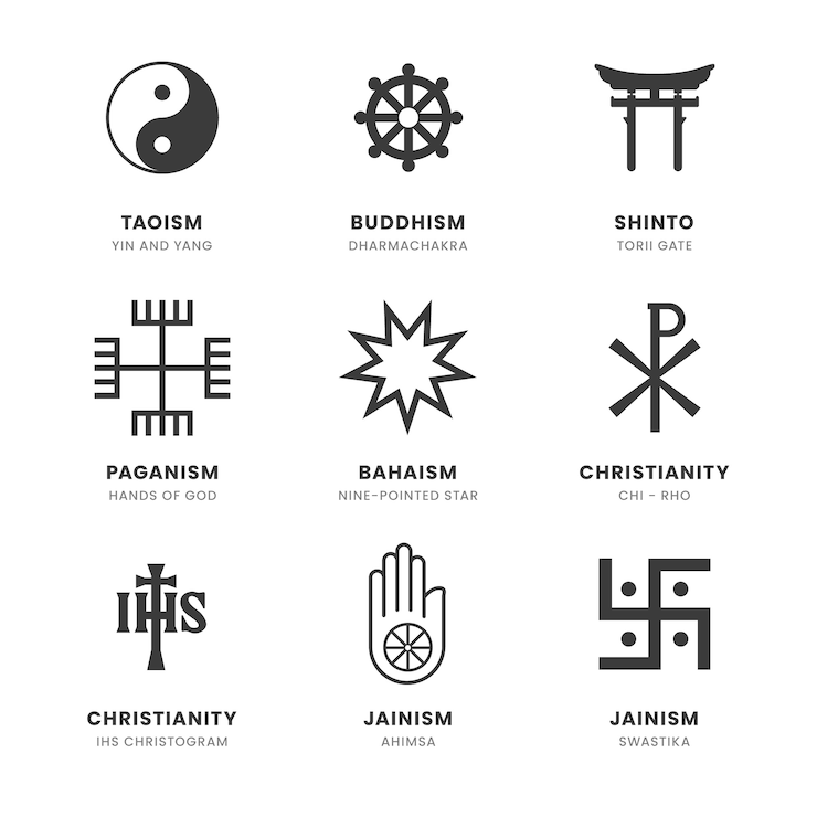 Kostenlose Vektor religiöse symbolsammlung des flachen designs