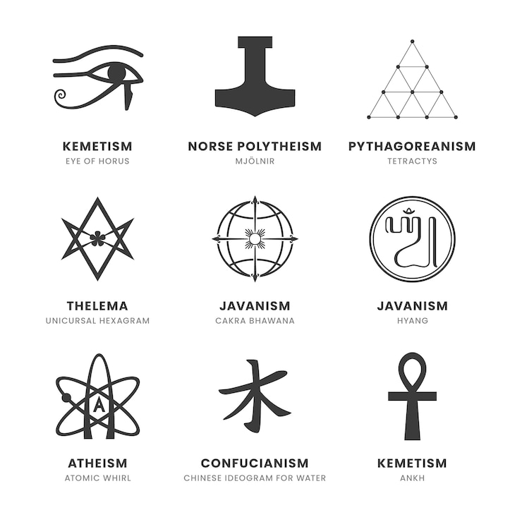 Kostenlose Vektor religiöse symbolsammlung des flachen designs