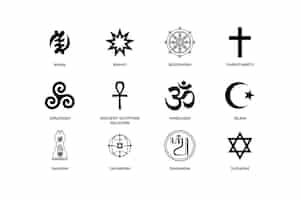 Kostenloser Vektor religiöse symbolsammlung des flachen designs