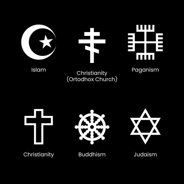 Religiöse Symbolsammlung des flachen Designs