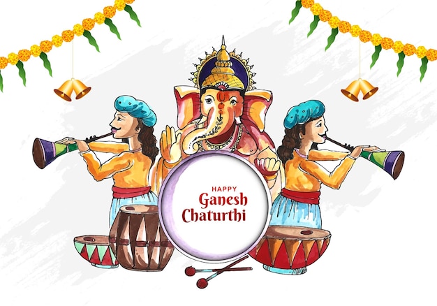 Religiöser glücklicher ganesh chaturthi indischer festivalfeierkartenhintergrund