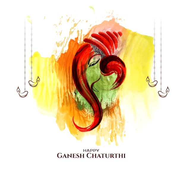 Kostenloser Vektor religiöser traditioneller happy ganesh chaturthi festival gruß aquarell hintergrund